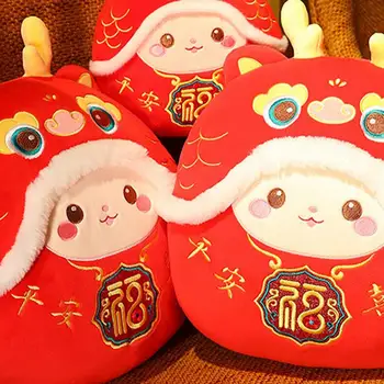 Кукла-талисман на нова година на Дракона, Меки играчки, Плюшен Кукла 2024, Китайски Коледен Сувенир с животни от Зодиака, Пълнени с Плюш Изображение 2