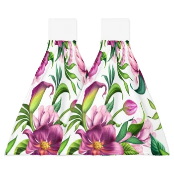 Кърпи за ръце с красиви тропически цветя за баня, впитывающее кухненски кърпи от микрофибър кърпа за почистване на съдове Изображение 2