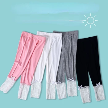Летни дантелени скъсяване на панталони със сладка принцеса, дишащи гамаши за момичета, мрежести тънки прозрачни детски панталони Изображение 2