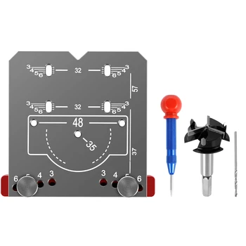 Локатор за удар линии от алуминиева сплав 35 мм Водач за пробиване на електрически вериги Шаблон за панти Инструмент за отваряне на панти на гардероби Изображение 2
