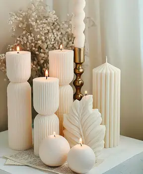 Луксозна Декоративна свещ е в Скандинавските Геометрични Ароматни свещи Эстетичные Големи Декоративни свещи за Декорация на дома на масата и аксесоари Изображение 2