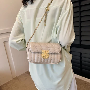 Луксозна дизайнерска дамска лятна верига през рамо от изкуствена кожа Дамска чанта-месинджър Женски малки чанти-Чанти клатчи Изображение 2
