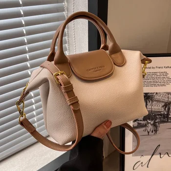 Луксозна дизайнерска чанта-скитник, дамски чанти, прости чанта за почивка с горната дръжка, преносима чанта Clemence за момичета, чанта през рамо