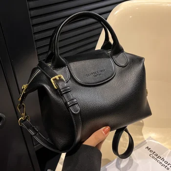 Луксозна дизайнерска чанта-скитник, дамски чанти, прости чанта за почивка с горната дръжка, преносима чанта Clemence за момичета, чанта през рамо Изображение 2
