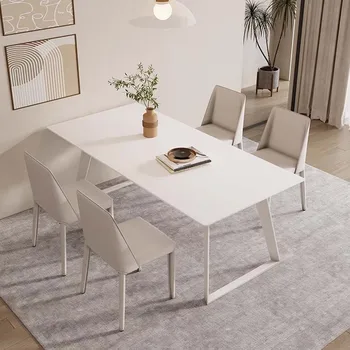 Луксозна Правоъгълна маса с метални крака маса за Хранене с Минималистичен на местата за сядане в скандинавски стил, Мебели за хола De Mesa Jantar