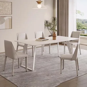 Луксозна Правоъгълна маса с метални крака маса за Хранене с Минималистичен на местата за сядане в скандинавски стил, Мебели за хола De Mesa Jantar Изображение 2