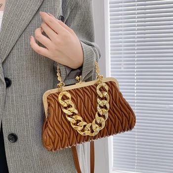 Луксозна чанта-клипса, модни сгъваема дамска чанта за през рамото от изкуствена кожа, висококачествени вечерни чанти, дизайнерски дамски чанта през рамо, чанта-Jetpack Изображение 2