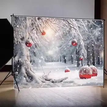 ЛУНАТА.QG Фон Сняг Зимата Хол Разтегателен Цветя Коледен фон на Прозореца на замъка Стенни Свещи Фотобудка за рожден Ден