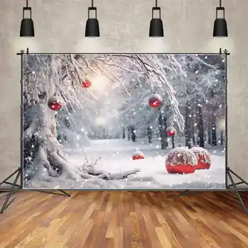 ЛУНАТА.QG Фон Сняг Зимата Хол Разтегателен Цветя Коледен фон на Прозореца на замъка Стенни Свещи Фотобудка за рожден Ден Изображение 2
