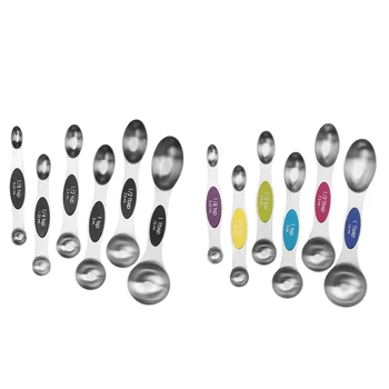 Магнитни Мерителни Чаши, Лъжици, Двустранен Готварска Лъжица, Определени Размерите Лъжици От Неръждаема Стомана Изображение 2