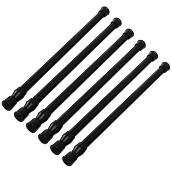 Малки slack пръти за шкафове, решетки за шкафове на колела, извити пръчки от 11,8 до 19,6 см, 6 опаковки (черни)