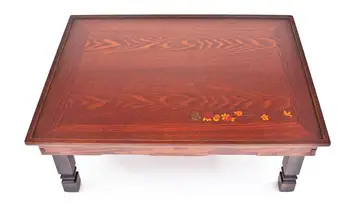 Малък правоъгълен Корейски таблицата със сгъваща се струпясване чай масичка в хола, антични азиатски мебели в традиционен стил, нисък трапезария дървена маса Изображение 2