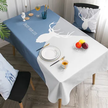 Масичка за кафе от прост съвременната тъкан Nordic Elk, покривки за маси, за хол, водоустойчив покривка за домашна кухня, с правоъгълна украшение