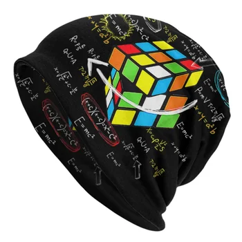 Математически Рубики Rubix Cube Шапки-Абсорбатори Модни Възли Шапки За Жени, Мъже Есен-Зима На Топло Тюбетейки Шапки-Те