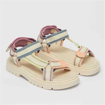 Меки дамски сандали на равна подметка с Т-образно каишка, летни улични плажни балет апартаменти, Дамски ежедневни обувки на равна подметка, дамски сандали-гладиатори върху плоска подметка