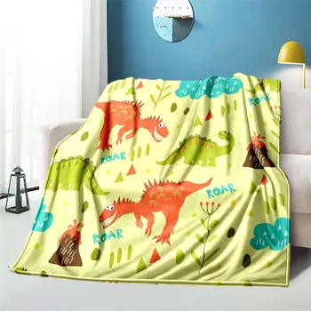 Милото е малко коварен одеяло с модел на динозавър за всекидневната, одеало за легло, юрган за мека мебел за деца, одеало за пикник за деца Изображение 2