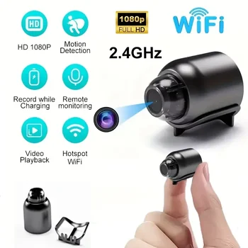 Мини камера Wifi Безжична камера Видео за нощно виждане за Наблюдение с откриването на движенията HD 1080P сигурност Монитор