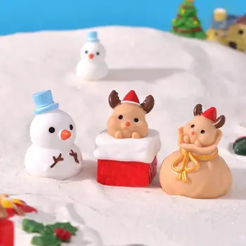 Миниатюрен снежен човек е Умален модел снежен Коледен Дядо Коледа, Коледна украса, Мини-фигурка на Дядо Коледа под формата на Лоса