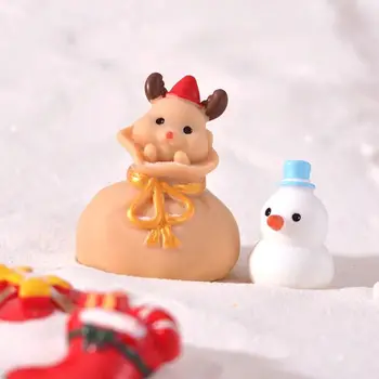 Миниатюрен снежен човек е Умален модел снежен Коледен Дядо Коледа, Коледна украса, Мини-фигурка на Дядо Коледа под формата на Лоса Изображение 2