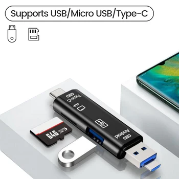 Многофункционален Kartrider Micro SD Card Reader 5 в 1 C USB Адаптер USB 3.0 за Картридера Памет за Външната Камера Фотоработы с PC, Mac