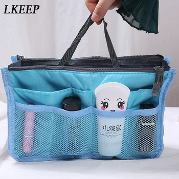 Многоцветен чанта В чанта, косметичка, органайзер, вставная чанта, многофункционални женски козметични пътни чанти Изображение 2