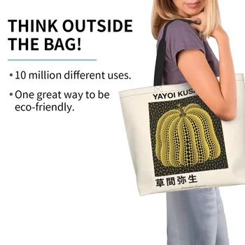 Множество чанта за пазаруване Yayoi Kusama Pumkin Forever, дамски холщовая чанта-тоут, здрави торбички за пазаруване в стила на абстрактното изкуство Изображение 2