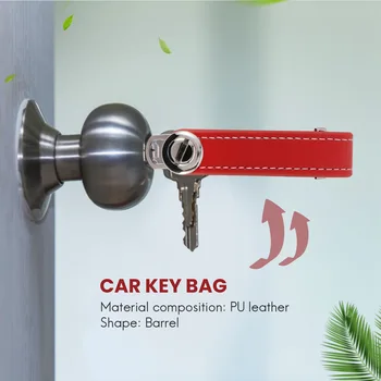 Модерен автомобилен калъф за ключове, чанта, държач за чантата си, Верижка за ключове, пръстен за чантата, Джоба Органайзер за ключове, Умен кожен ключодържател, червен Изображение 2