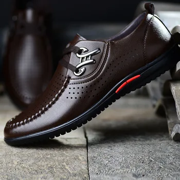 Модерен мъжки ежедневни обувки на високо качество в бизнес стил, пролет-лято дишащи мъжки ежедневни обувки на плоска подметка Изображение 2
