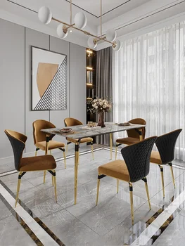 Модерна, лесна, светъл, луксозно и престижно малък апартамент със семейството маса за хранене, изработени от шисти