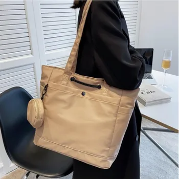 Модерна чанта от найлонов плат с много джобове, работна чанта с голям капацитет, чанта през рамо, чанта за покупки от супермаркета, женствена чанта