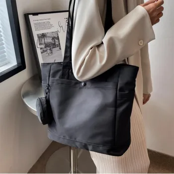 Модерна чанта от найлонов плат с много джобове, работна чанта с голям капацитет, чанта през рамо, чанта за покупки от супермаркета, женствена чанта Изображение 2