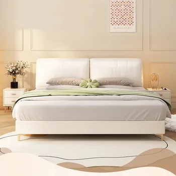 Модерно двойно легло Queen Soft с Евтини Големи Бели Дизайнерски Изголовьями Двойно легло Човешки Луксозно Спално бельо Cama Семейна мебели