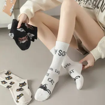 Модни памучни чорапи за момичета с хубави анимационни котка и животните, Нова тенденция, хип-хоп, Цветни дамски памучни чорапи Kawai Изображение 2