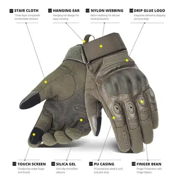 Мотоциклетни ръкавици със защита костяшек пръстите със сензорен екран, Спорт на открито, Колоездене, лов, пейнтбольные ръкавици, Регулируема китката Изображение 2