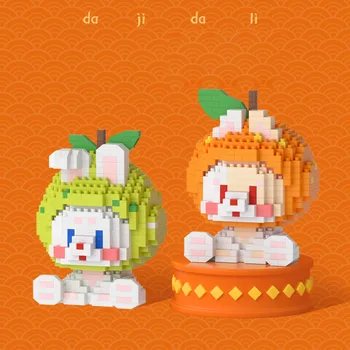 Мультяшные животни Мода Плодове Зайо на Микро-diamond блок Оранжеви строителни тухли Круша Нанобриксы Mahjong Развитие играчка за подарък