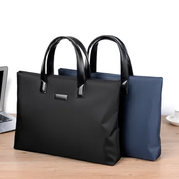 Мъжка бизнес чанта Подарък за срещи от изкуствена найлон аташе-папки Портфейл с цип с потребителски логото на Черен Син