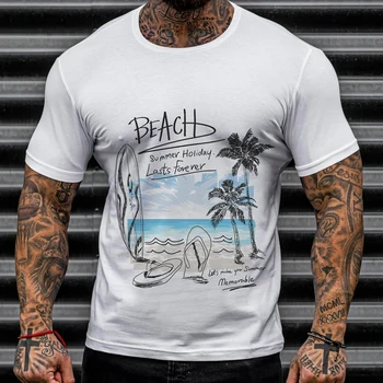 Мъжка Лятна риза с гавайским кокосово 3D принтом Ден на Независимостта, Мъжки тениски с 3D принтом Улицата дрехи, Размер 5XL Оверсайз