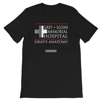 Мъжка лятна риза, сив анатомический костюм Мемориална болница Слоун, подарък, за мъже Женска тениска, памучен тениска мъжка тениска