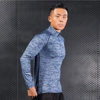 Мъжка спортна тениска, еластична бързосъхнеща професионална кърпа за фитнес, За тренировки В мъжки диша ризи с дълъг ръкав