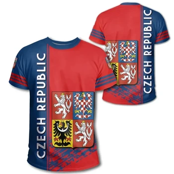 Мъжка тениска с флага на Чешката Република и 3D принтом Harajuku, реколта тениски с къс ръкав, мъжки дрехи Camiseta Изображение 2