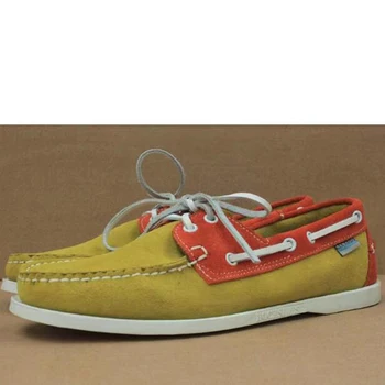 Мъжки автентичната обувки за докове Sebago - кожени обувки-лодка премиум-клас с шнур и кръг пръсти AC138