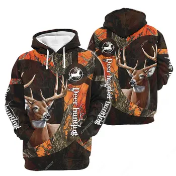 Мъжки блузи с качулка Jumeast 3D Deer Hunting с принтом ловец, камуфляжные блузи с качулка с флага на сащ, само съвет, обещавам Дрехи Изображение 2