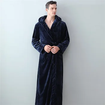 Мъжки зимен халат за баня, халати с качулка, дълги пижами, топло плюшен шал, хавлия за къпане, нощница, домашно облекло, пижами, дрехи за мъже за сън