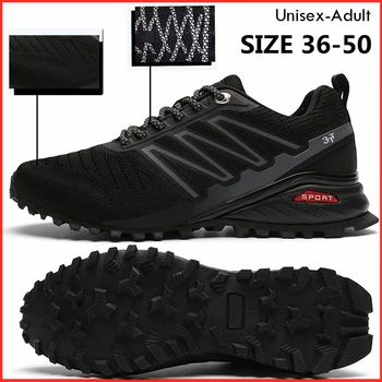Мъжки маратонки голям размер 36-50, черен дамски спортни обувки, лека градинска устойчива на плъзгане обувки за трекинг, за бягане на пътека, пеша