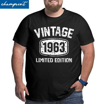 Мъжки Реколта тениски 60-годишна Давност 1963 година Ограничена серия, Памучни блузи на 60-ия ден от Раждането, Реколта тениска Голям растеж, Тениска Голям размер 6XL