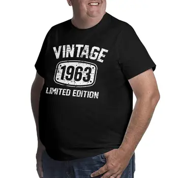 Мъжки Реколта тениски 60-годишна Давност 1963 година Ограничена серия, Памучни блузи на 60-ия ден от Раждането, Реколта тениска Голям растеж, Тениска Голям размер 6XL Изображение 2