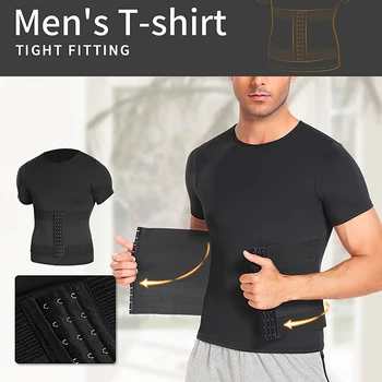 Мъжки ризи за отслабване, които намаляват корема, зона за контрол на корема, коригиращото бельо за отслабване, компресия тениски, коригиращото бельо Изображение 2