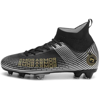 Мъжки футболни обувки Women ' s TF/FG С високи щиколотками, Гума устойчива на плъзгане, Спортни обувки за трева За футбол в пет команди 31-48, Голям размер