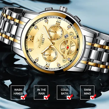 Мъжки часовник FNGEEN, модна луксозна марка, кварцов мъжки часовник, водоустойчив бизнес ръчен часовник Reloj Hombre 4567 Изображение 2