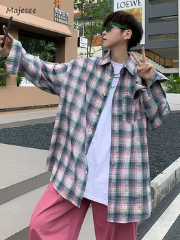 Мъжки яке, ежедневни градинска мода, с ламперия в японски стил, за юноши, Пъстър кариран джоб, Красива Пролет-есен универсална